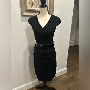 Adrianna Papell - Size 4P - Little Black Dress with Ruffle Skirt - EUC